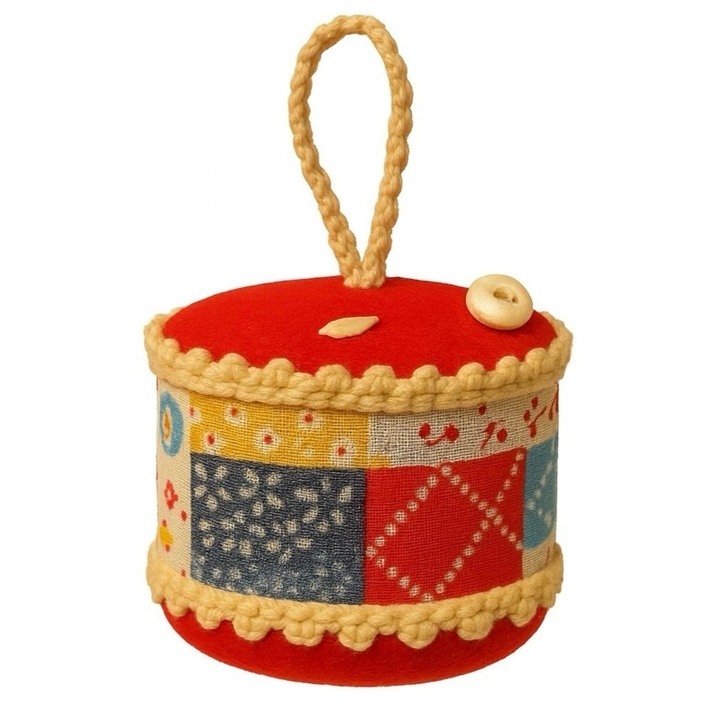 Red Patchwork Drum Ornament